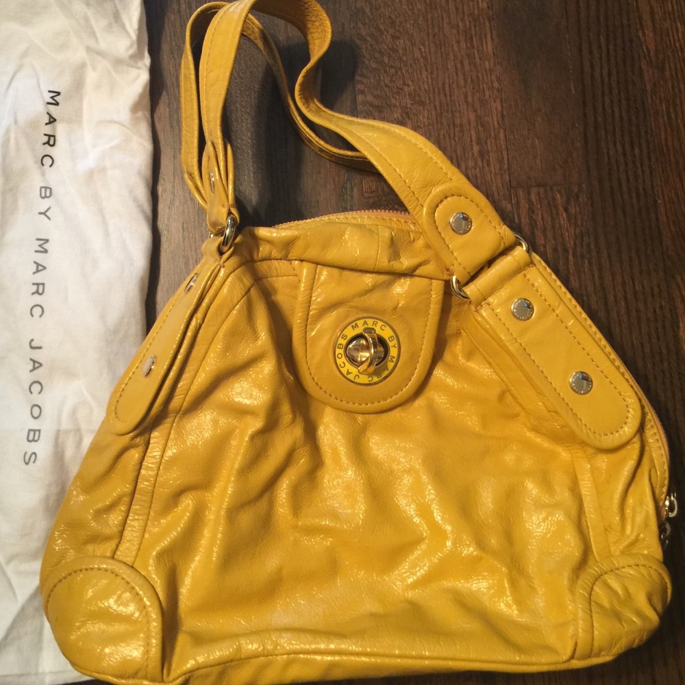 Marc by Marc Jacobs sunflower yellow patent leather purse with gold hardware